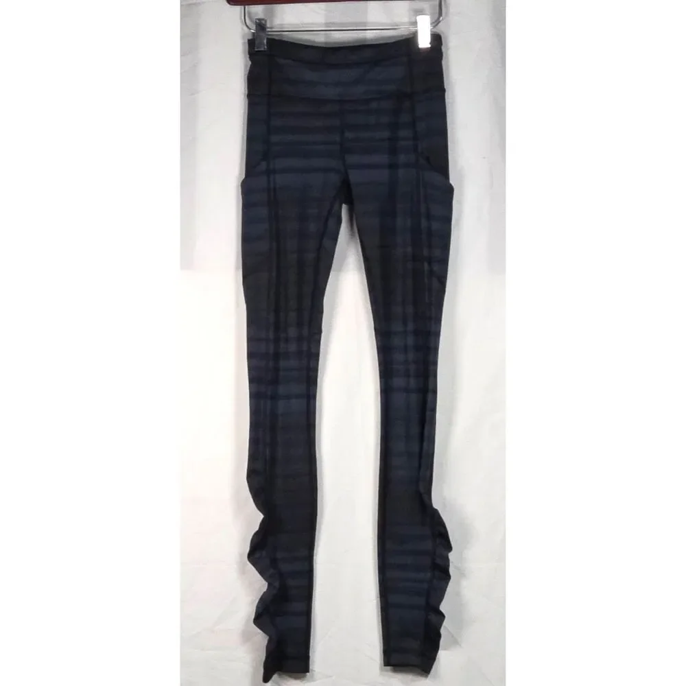 Lululemon Speed Tight IV Striped Ruched Ankle Activewear Leggings Size 2